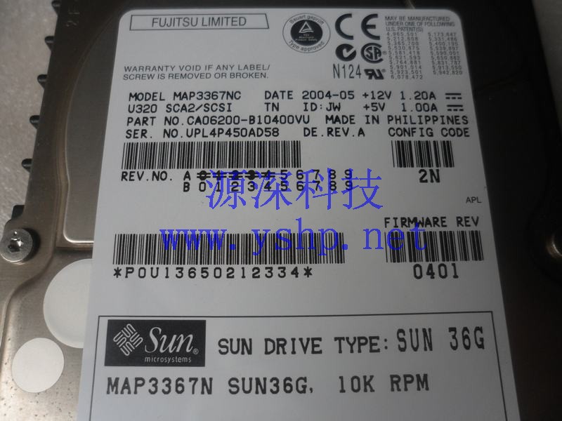 上海源深科技 Shanghai   SUN 原装 36G SCSI Hard disk   X5243A/X5244A MAP3367NSUN36G 5405462-01 高清图片