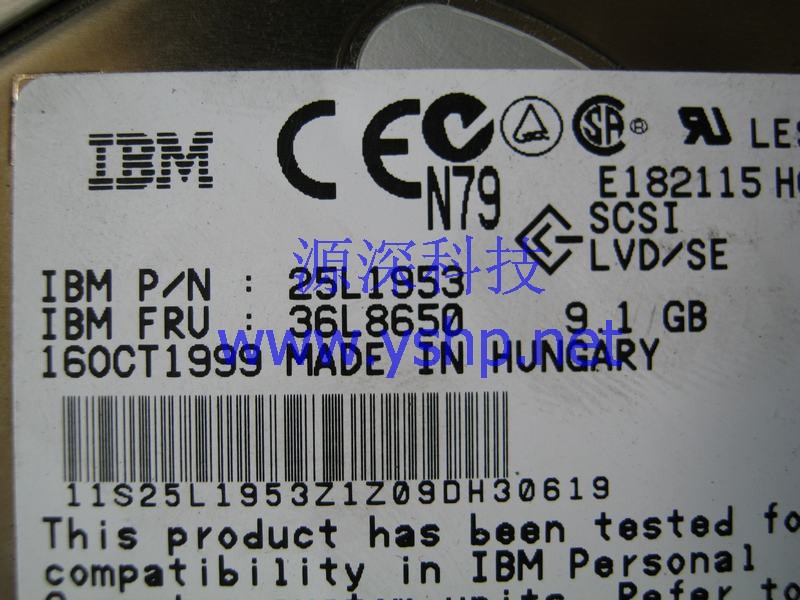 上海源深科技 Shanghai   IBM 原装 Server 9.1G SCSI Hard disk   25L1953 36L8650 高清图片