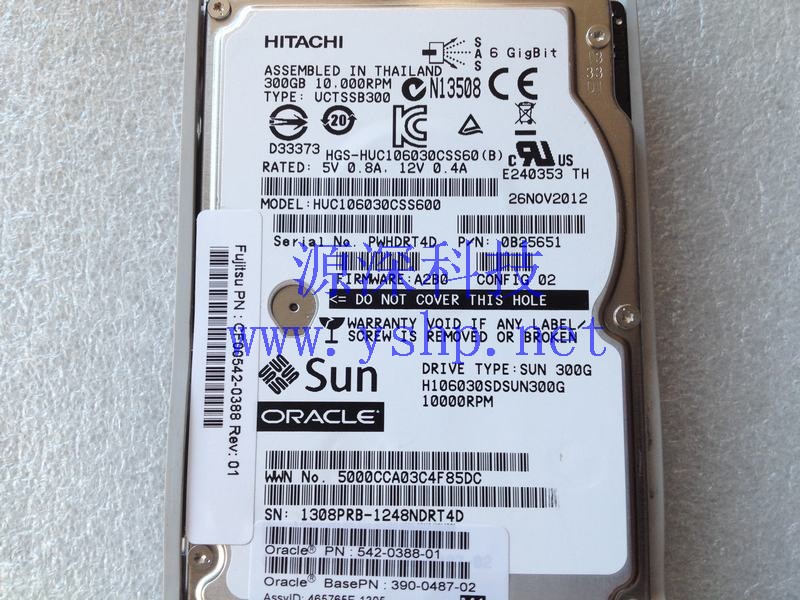 上海源深科技 Shanghai   ORACLE SUN 300G 6GB 2.5寸SAS Hard disk   HUC106030CSS600 H106030SDSUN300G 高清图片