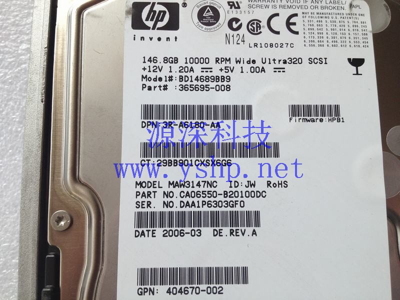 上海源深科技 Shanghai   HP 146G SCSI Hard disk   MAW3147NC 404670-002 高清图片