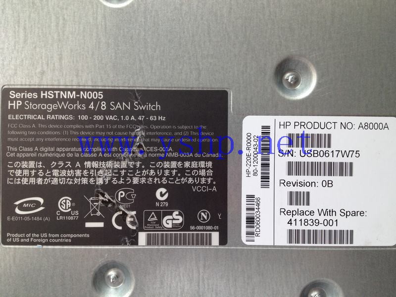 上海源深科技 Shanghai   HP StorageWorks 4/8 SAN Switch A8000A 411839-001 高清图片
