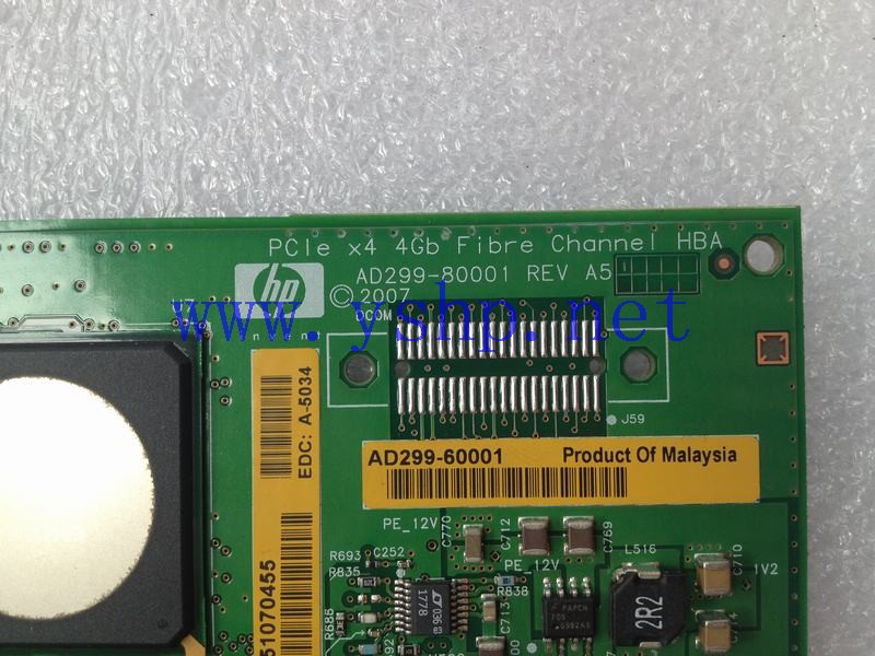 上海源深科技 Shanghai   HP PCIe x4 4Gb Fibre Channel HBA AD299-80001 REV A5 高清图片